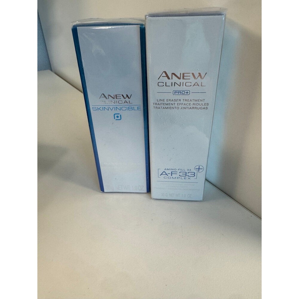 2 Avon Anew Clinical Skincare Set Skinvincible & Pro+ Line Eraser Treatment New